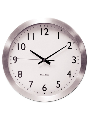 Universal Brushed Steel Finish Wall Clock 12" Silver 1 Aa Battery 10425