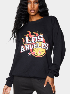 Black Los Angeles Basketball Printed Sweatshirt