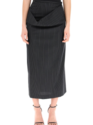 Sportmax Asymmetric Striped Midi Skirt