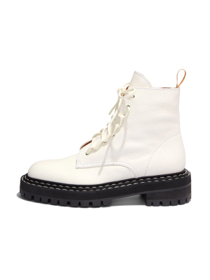 Lug Sole Combat Boot In Natural