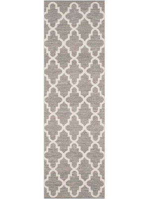 Montauk Quatrefoil Gray/ivory Runner Rug