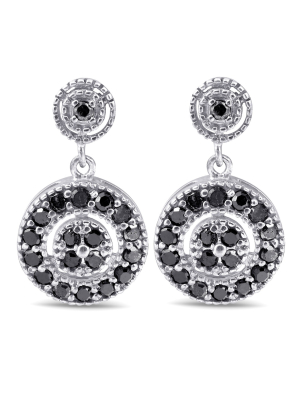 Pompeii3 1/2ct Black Diamond Pave Womens Earrings 10k White Gold