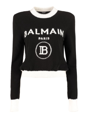 Balmain Logo Intarsia Knitted Sweater