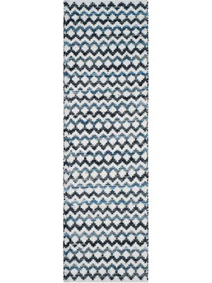 Montauk Ivory/blue/black Runner Rug