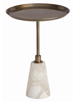 Arteriors Celeste Vintage Brass/snow Marble Accent Table