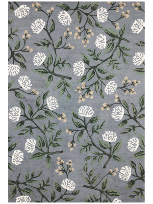 Loloi Rifle Paper Co. Joie Rug - Peonies Dusty Blue