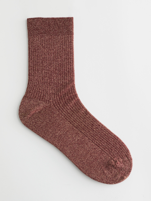 Glitter Rib Knit Ankle Socks