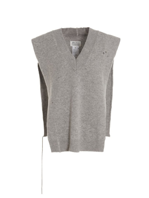 Maison Margiela Distressed Side-slit Knitted Vest