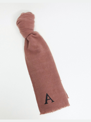 Asos Design Personalised Scarf With Initial A In Pink