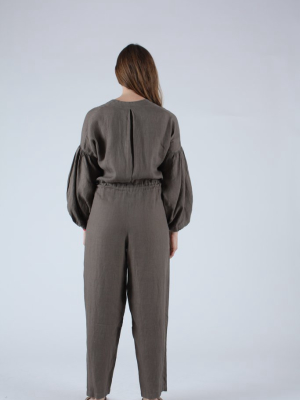 Balloon Sleeve Jumpsuit Grey