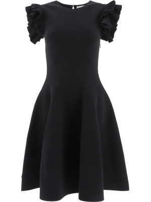 Alexander Mcqueen Ruffled Sleeve Round Neck Mini Dress