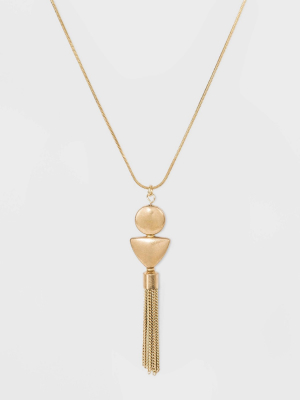 Worn Gold Pendant Necklace With Tassel - Universal Thread™ Gold