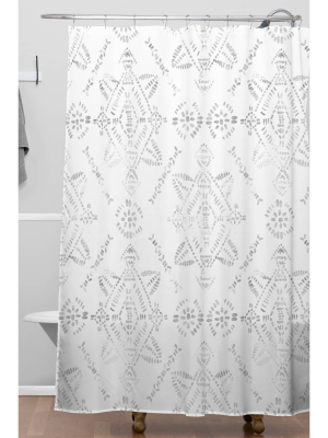 Schatzi Reeve Pattern Christmas Shower Curtain Brown/white - Deny Designs