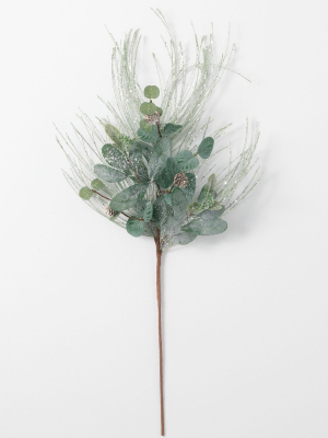 Sullivans Artificial Ice Pine, Lamb Ear And Eucalyptus Spray 32"h Green