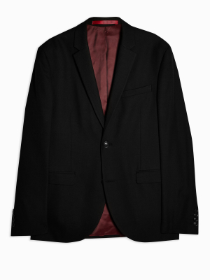 Black Skinny Fit Suit Blazer With Notch Lapels