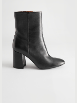 High Leather Ankle Boots