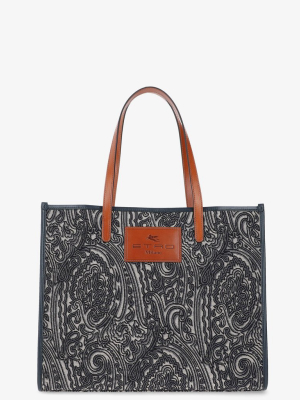 Etro Paisley Printed Jacquard Tote Bag