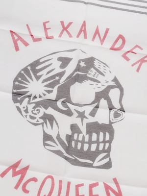 Alexander Mcqueen Skull Logo Printed Scarf