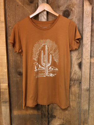 Cactus Women's Color Tee Cognac/white