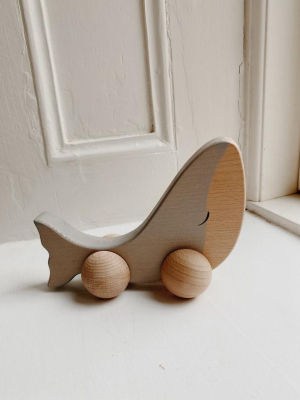 Hardwood Beech Rolling Toy - Whale