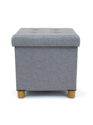 Foldable Storage Ottoman With Reversible Tray Cover - Humble Crew