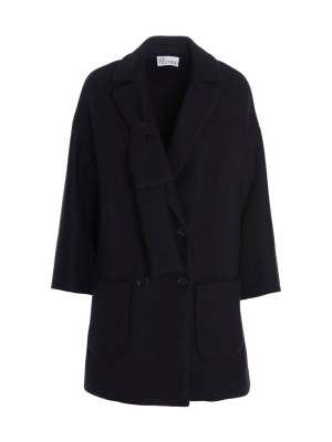 Redvalentino Bow-detailed Double Breasted Coat