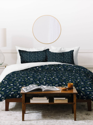 Nordic Olive Blue Duvet Set - Deny Designs