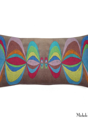 Printed Linen Pillow Concentric Multi 12x22