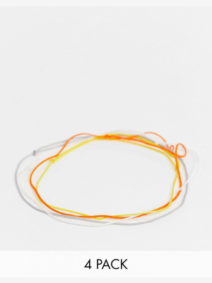 Asos Design Cord Anklet Pack In Multi Color