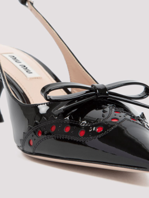 Miu Miu Bow-detailed Slingback Pumps