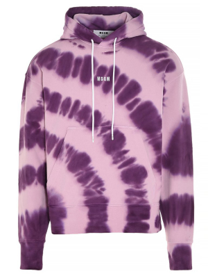 Msgm Logo Printed Tie-dye Hoodie