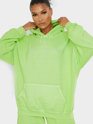 Prettylittlething Lime Diamante Slogan Hoodie