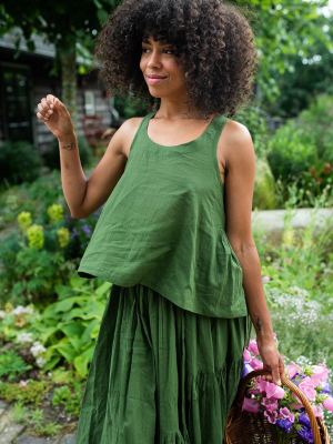 Garden Green Cotton Top With Gathered Skirt (set)