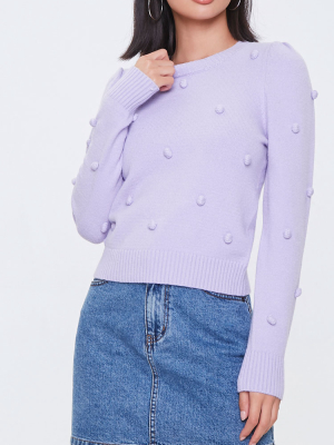 Pom Pom Ribbed-trim Sweater