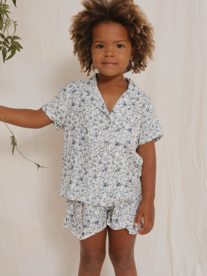 Rylee + Cru Bedtime Pajama Set - Ivory/blue Floral