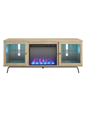 70" Aronson Fireplace Tv Stand Blonde Oak - Room &