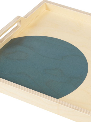 Teal Dot Serving Tray