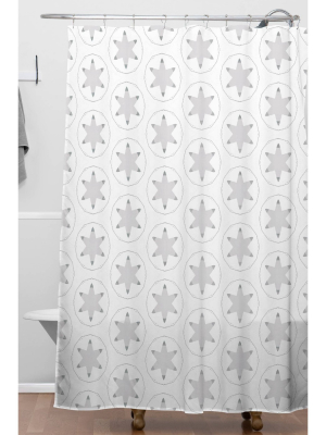 Monika Strigel Festive Stamped Stars Christmas Shower Curtain Gray - Deny Designs