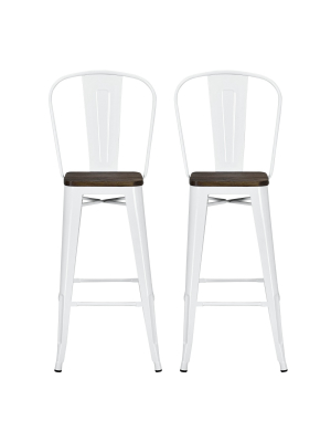 Set Of 2 30" Lio Metal Barstools With Wood Seat - Room & Joy