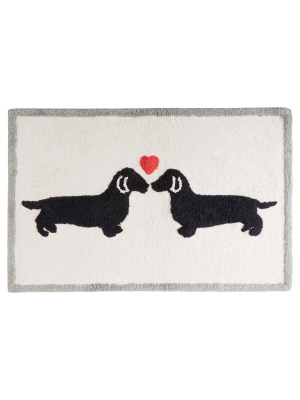 Two Dogs Heart Bath Rug (20x30") Natural