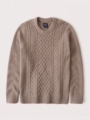Aran Cable Crewneck Sweater