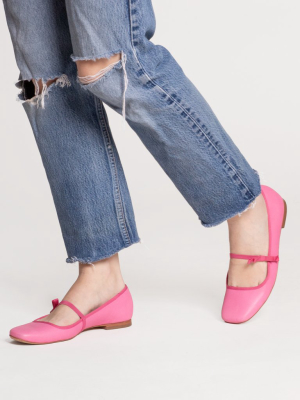Jude Mary Jane Leather Flat Pink