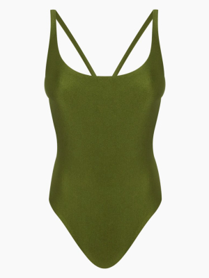 Asterik Scoop Strappy Back One Piece Swimsuit - Eden Green