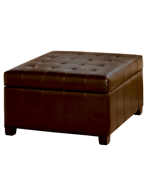 Alexandria Bonded Leather Storage Ottoman - Brown - Christopher Knight Home