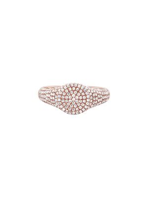 Diamond Signet Ring - Rose Gold