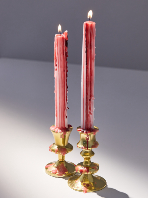Red Drip Taper Candle Set