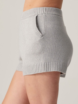Cashmere, Silk & Linen Shorts In Light Grey