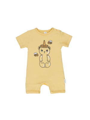 Huxbaby Honey Bear Short Romper - Sunshine