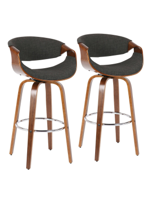 Set Of 2 Curvini Mid-century Modern Bar Height Barstools - Lumisource