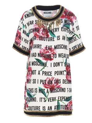 Moschino Floral Slogan Printed T-shirt Dress